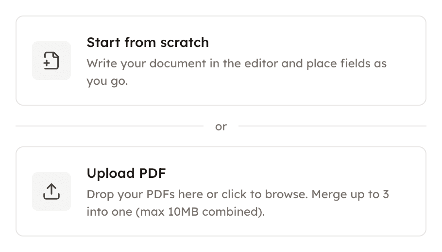 Start from scratch or upload a PDF